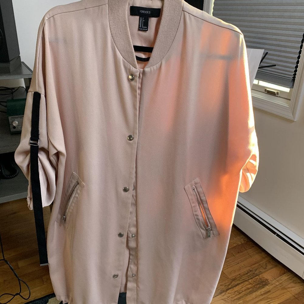 Forever 21 Baseball Bomber Long Jacket Small